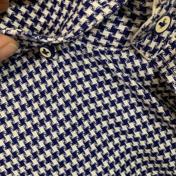 Robert Graham Check Navy Blue & White Short Sleeve Button Down Shirt size L - Picture 3 of 11